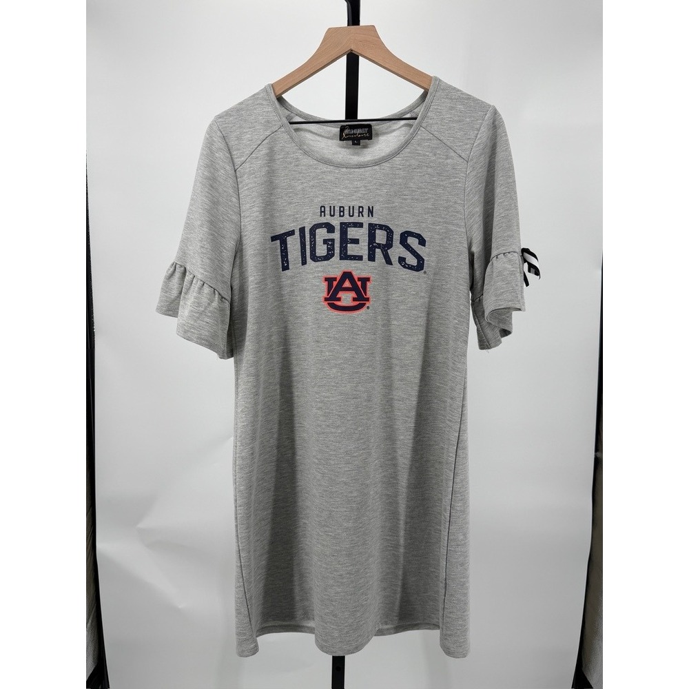 Gameday Couture Auburn Tigers Womens‎ T-Shirt Dress L Gray Bow Sleeve Detail
